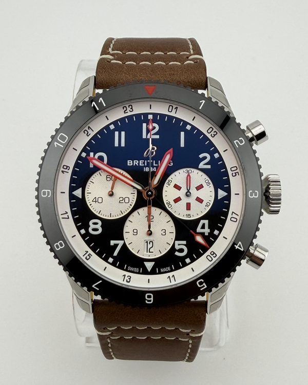 2026 Breitling Super Avi B04 Chronograph GMT "Mosquito" 46MM Black Dial Leather Strap (YB0445)