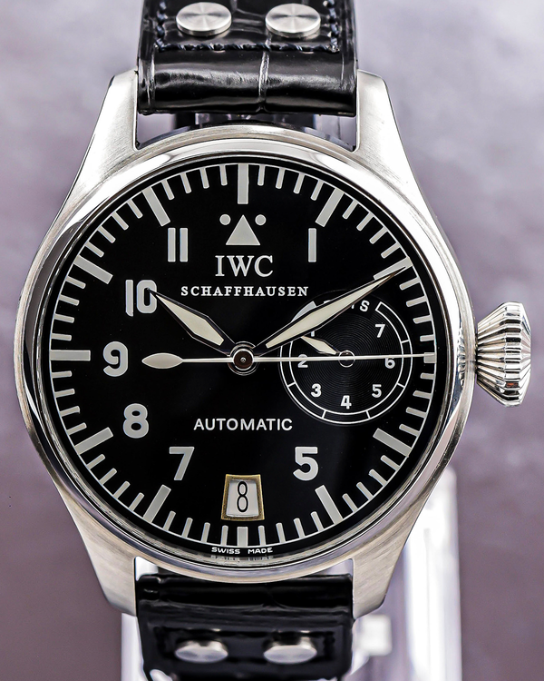 IWC Schaffhausen Pilot 46MM Black Dial Aftermarket Leather Strap (IW500201)