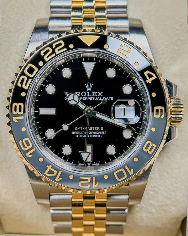 No Reserve - 2023 Rolex GMT-Master II "Bumblebee" 40MM Black Dial Two-Tone Jubilee Bracelet (126713GRNR)