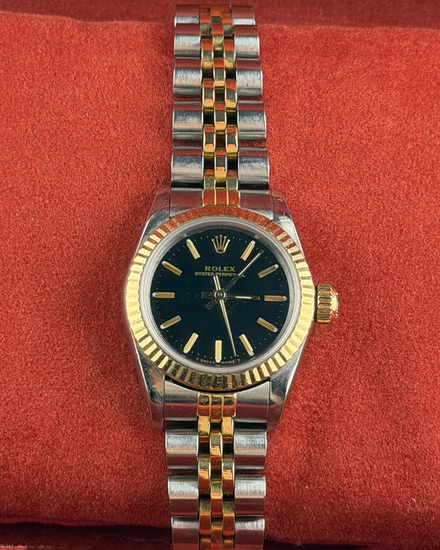 Rolex Oyster Perpetual 26MM Black Dial Two-Tone Jubilee Bracelet (67193)
