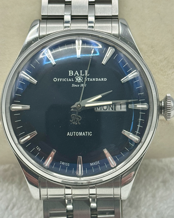 No Reserve - Ball Trainmaster 39.5 MM Black Dial Steel Bracelet (NM2080D-S1J-BK)
