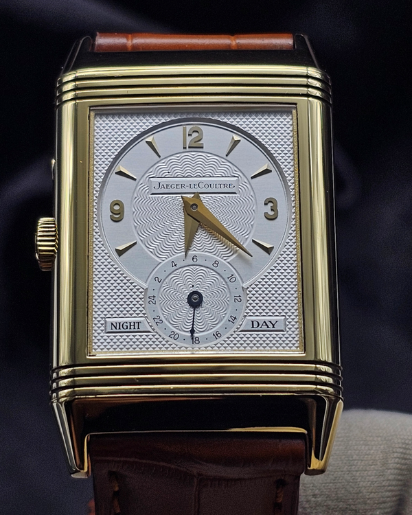 Jaeger-LeCoultre Reverso 18k Yellow Gold Silver Dial Crocodile Strap (270154