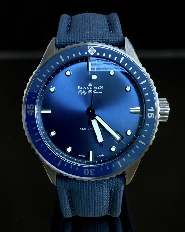 2022 Blancpain Fifty Fathoms Bathyscaphe 43.6MM Blue Dial Textile Strap (5000-0240-O52A)