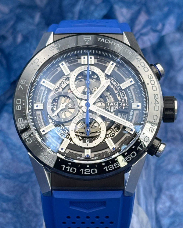 2021 TAG Heuer Carrera 43MM Skeleton Dial Rubber Strap (CAR2A1T.FT6052)