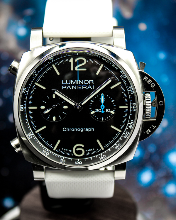 No Reserve - 2022 Panerai Luminor Chronograph 44MM Black Dial Rubber Strap (PAM01109)
