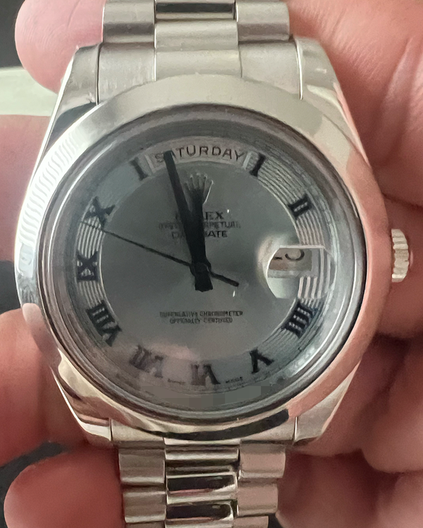 2011 Rolex Day-Date 41MM Ice Blue Dial Platinum President Bracelet (218206)