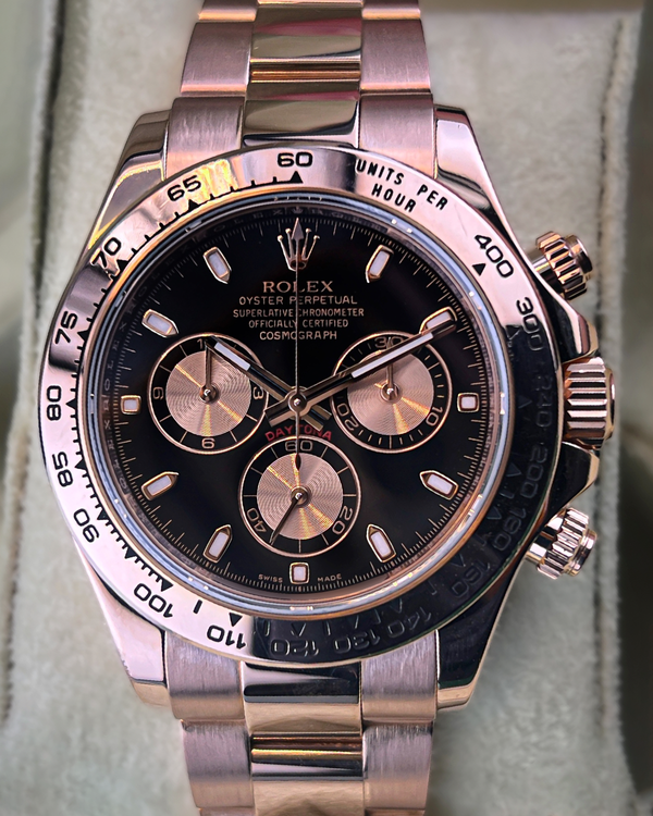 2013 Rolex Cosmograph Daytona 40MM Black Dial Rose Gold Oyster Bracelet (116505)