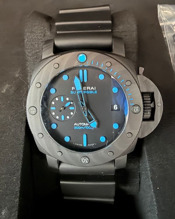 2021 Panerai Submersible Carbotech 42MM Black Dial Rubber Strap (PAM00960)