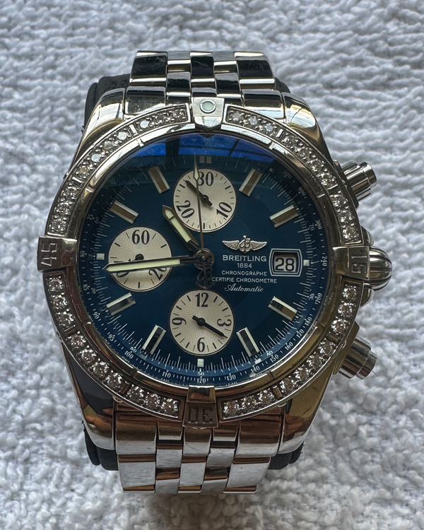 Breitling Chronomat Evolution 44MM Blue Dial Steel Bracelet (A13356)