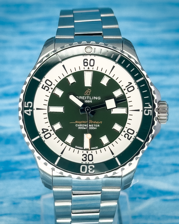 No reserve - 2026 Breitling Superocean 44MM Green Dial Steel Bracelet (A17376A31L1A1)
