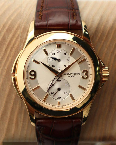 Patek Philippe Calatrava Travel Time 37MM Silver Dial Leather Strap (5134J)