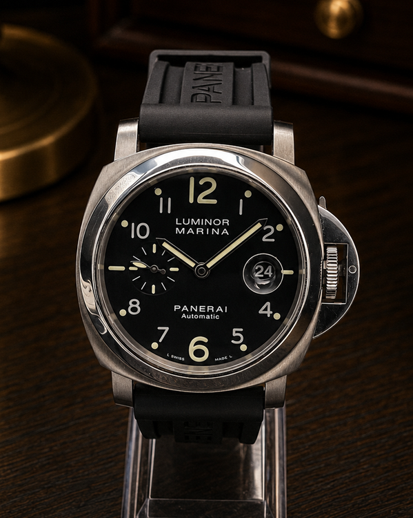 No Reserve - 2016 Panerai Luminor Marina 44MM Black Dial Rubber Strap (PAM00164)