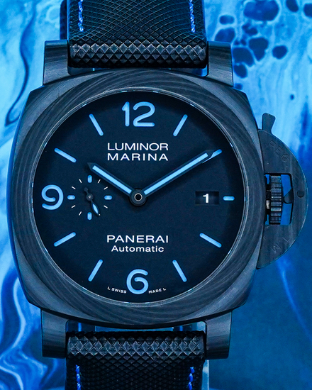 No Reserve - 2020 Panerai Luminor Marina Carbotech 44MM Black Dial Leather Strap (PAM01661)