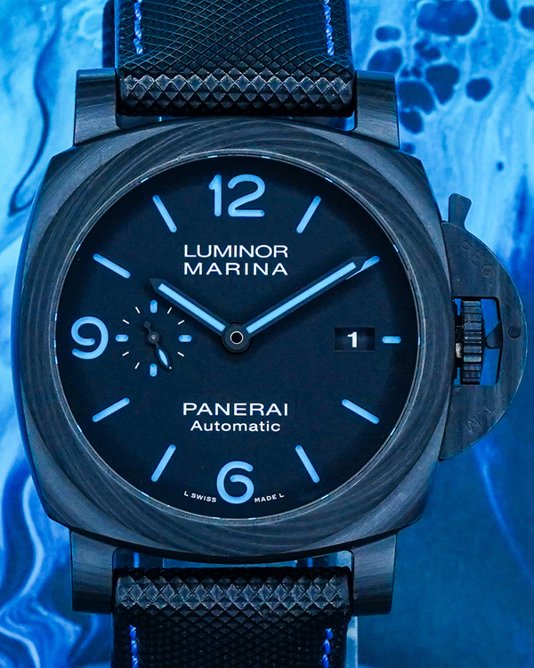 2020 Panerai Luminor Marina Carbotech 44MM Black Dial Leather Strap (PAM01661)