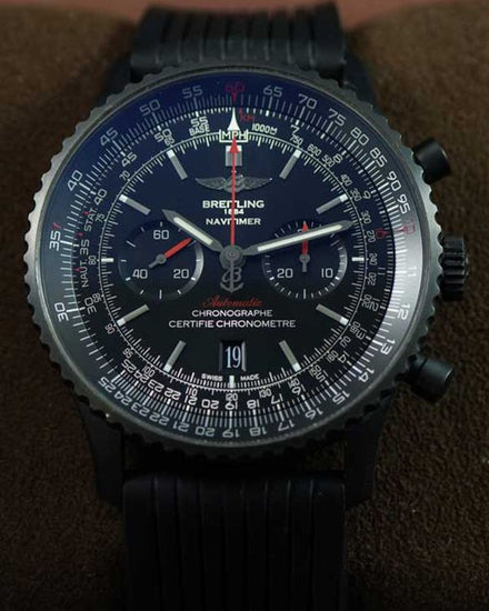 No Reserve - 2019 Breitling Navitimer "Blacksteel" L.E. 46MM Black Dial Rubber Strap (MB012822/BE51)