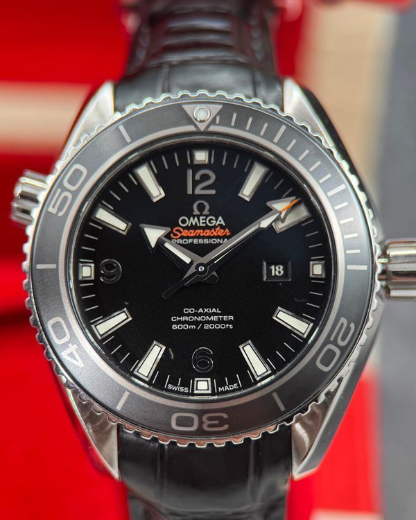 2021 Omega Seamaster Planet Ocean 600M 37.5MM Black Dial Leather Strap (232.33.38.20.01.001)