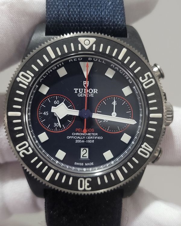 No Reserve - 2023 Tudor Pelagos FXD Chrono "Alinghi Red Bull Racing Edition" 43MM Blue Dial Textile Strap (25807KN)