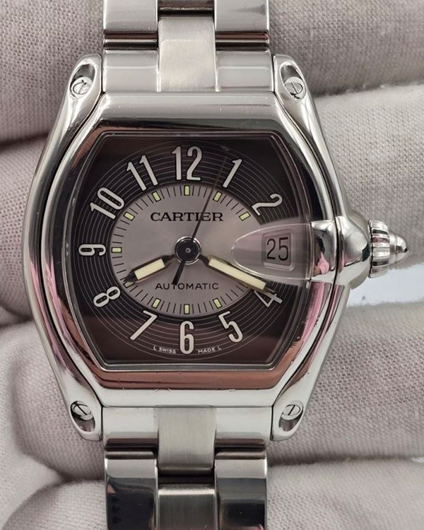 Cartier Roadster 38MM Black Dial Steel Bracelet (W62001V3)