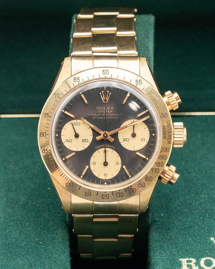 Rolex Cosmograph Daytona 37MM Black Dial Yellow Gold Oyster Bracelet (6265)