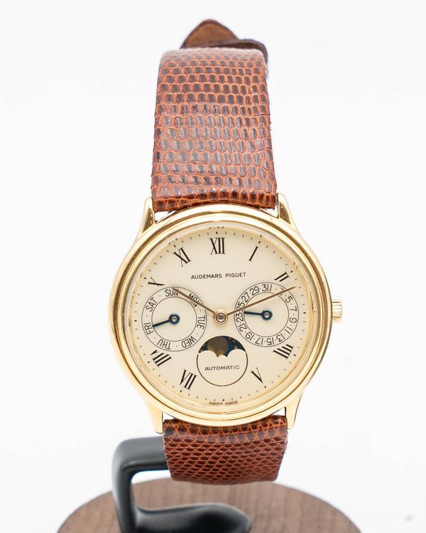Audemars Piguet Day-Date Moonphase 33MM Ivory Dial Leather Strap (25589BA)