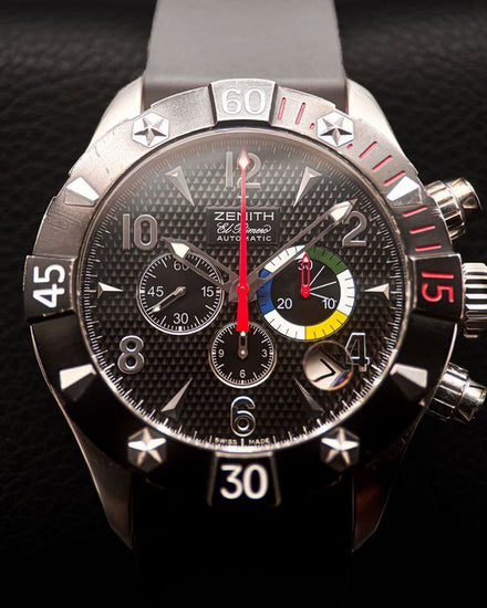 Zenith Defy El Primero Classic Aero 46MM Black Dial Aftermarket Rubber Strap (03.0526.4000/21.M526)
