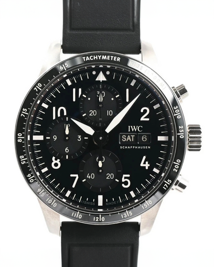 2025 IWC Schaffhausen Pilot Performance Chronograph AMG 41MM Black Dial Rubber Strap (IW388305)