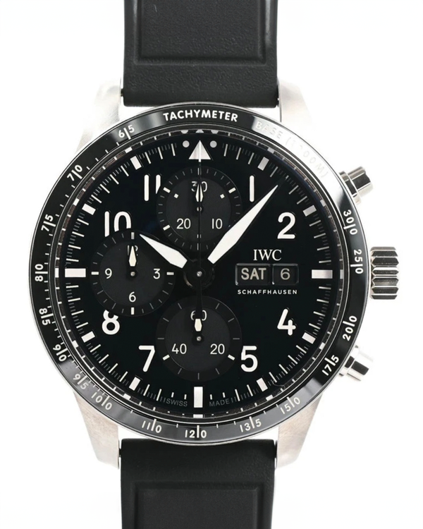 2025 IWC Schaffhausen Pilot Performance Chronograph AMG 41MM Black Dial Rubber Strap (IW388305)