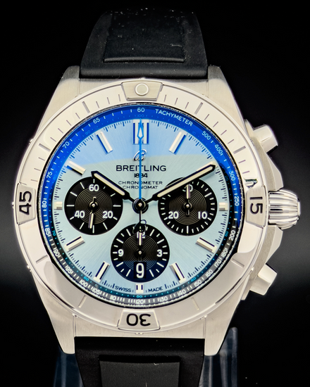 2021 Breitling Chronomat B01 42MM Ice Blue Dial Rubber Strap (PB0134101C1S1)