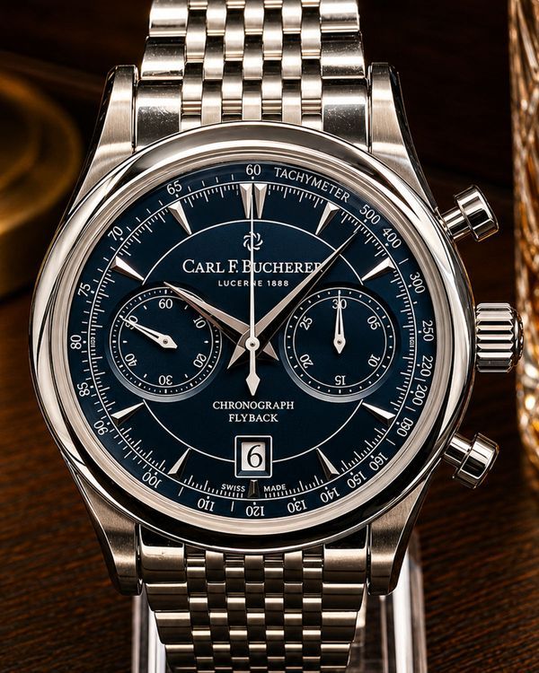 No Reserve - Carl F. Bucherer Manero Flyback 43MM Blue Dial Steel Bracelet (00.10919.08.93.21)