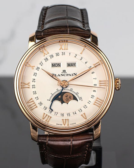 2024 Blancpain Villeret Quantième Complet 40MM Opaline Dial Leather Strap (6654-3642-55B)