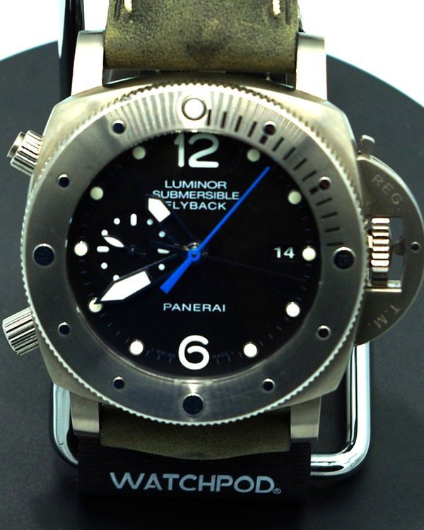 2015 Panerai Submersible 1950 3 Days Chrono Flyback 47MM Black Dial Leather Strap (PAM00614)