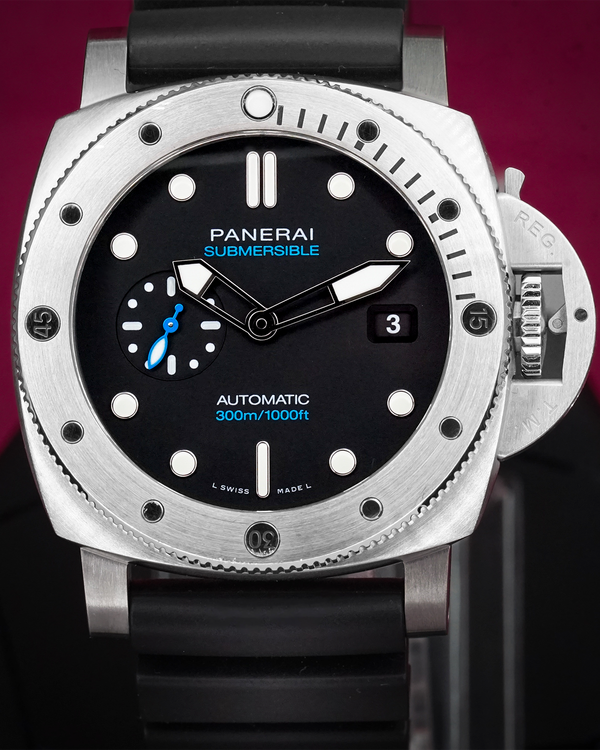Panerai Submersible 44MM Black Dial Rubber Strap (PAM01229)