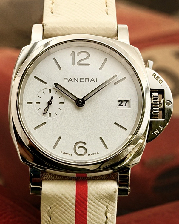 2021 Panerai Luminor Due Luna Rossa 38MM White Dial Leather Strap (PAM01306)