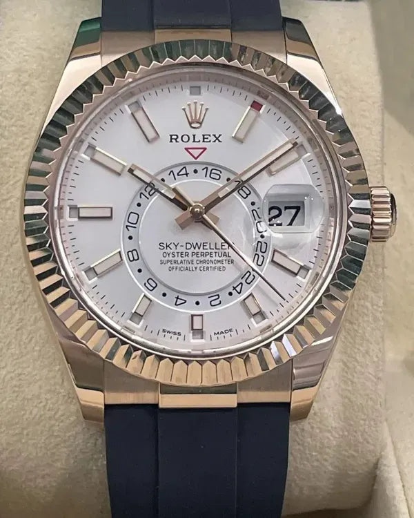 2022 Rolex Sky-Dweller 42MM White Dial Oysterflex Strap (326235)
