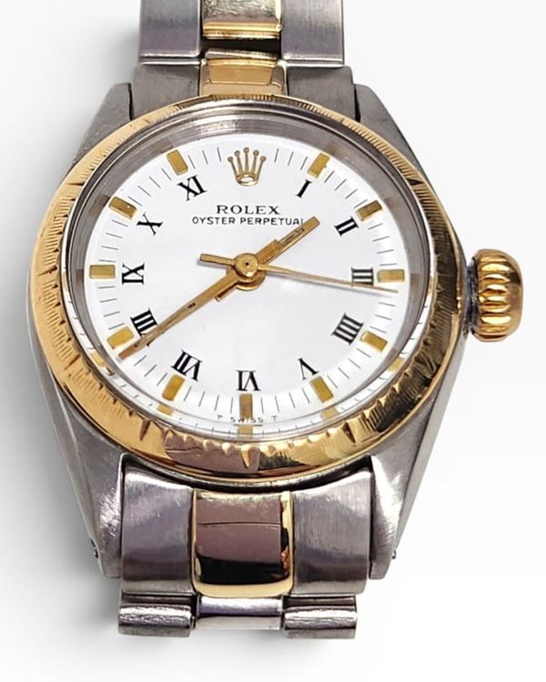 Rolex Oyster Perpetual 25MM Aftermarket Silver Dial Two-Tone Oyster Bracelet (6621)