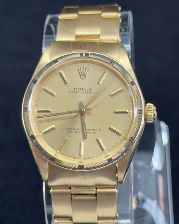1965 Rolex Oyster Perpetual 34MM Champagne Dial Yellow Gold Oyster Bracelet (1007)