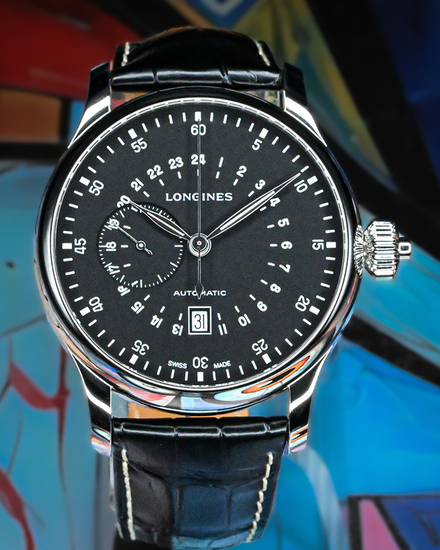Longines Heritage 24 Hours Chronograph S. E. 47.5MM Black Dial Leather Strap (L2.797.4.53.0)