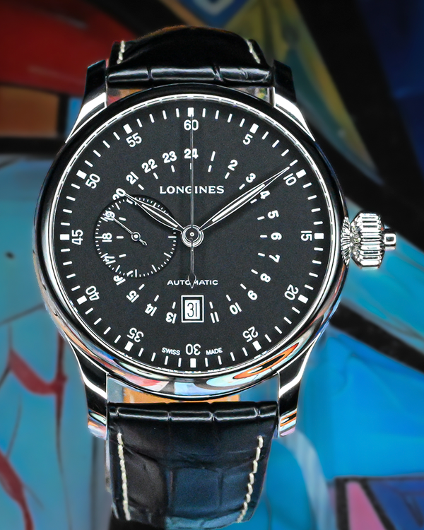 Longines Heritage 24 Hours Chronograph S. E. 47.5MM Black Dial Leather Strap (L2.797.4.53.0)
