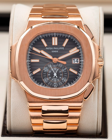 2015 Patek Philippe Nautilus Travel Time Chronograph 40.5MM Black Dial Rose Gold Bracelet (5980/1R-001)