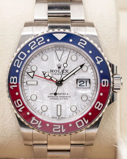 2022 Rolex GMT-Master II "Pepsi" 40MM Meteorite Dial White Gold Oyster Bracelet (126719BLRO)
