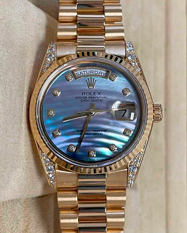 2000 Rolex Day-Date 36MM Mother of Pearl Dial Yellow Gold President Bracelet (18238)