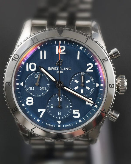 2026 Breitling Classic Avi Chronograph P-51 Mustang 42MM Blue Dial Steel Bracelet (A23380)