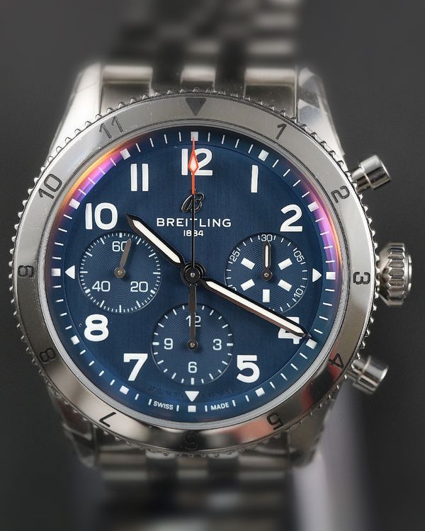 2026 Breitling Classic Avi Chronograph P-51 Mustang 42MM Blue Dial Steel Bracelet (A23380)