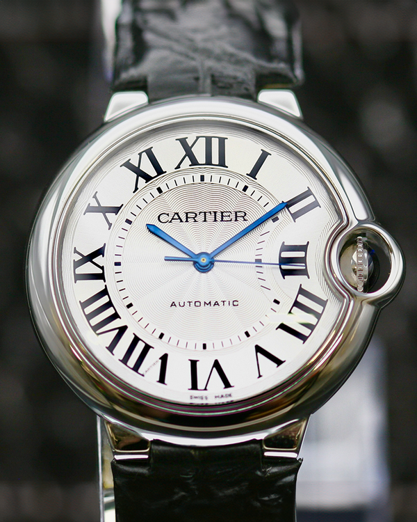 No Reserve - 2025 Cartier Ballon Bleu 36.6MM Silver Dial Crocodile Leather Strap (W69017Z4)