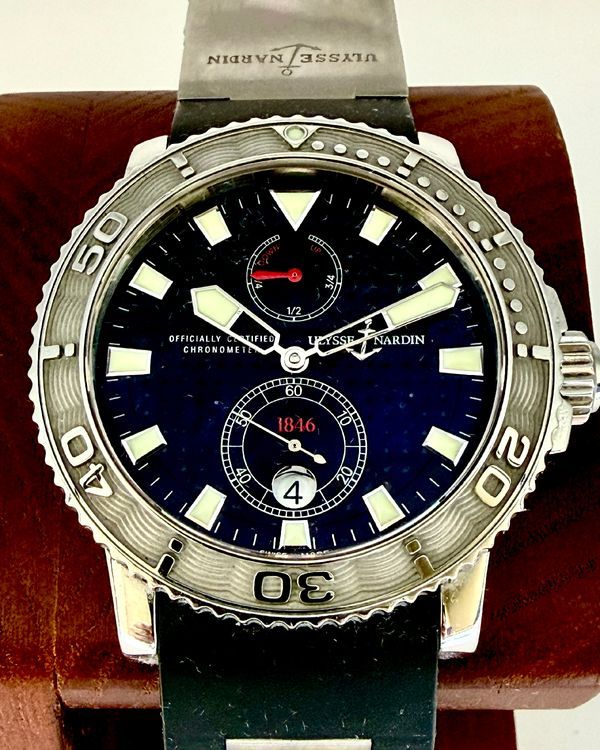 No Reserve -Ulysse Nardin Marine Diver 42.7MM Black Dial Rubber Strap (263-33)