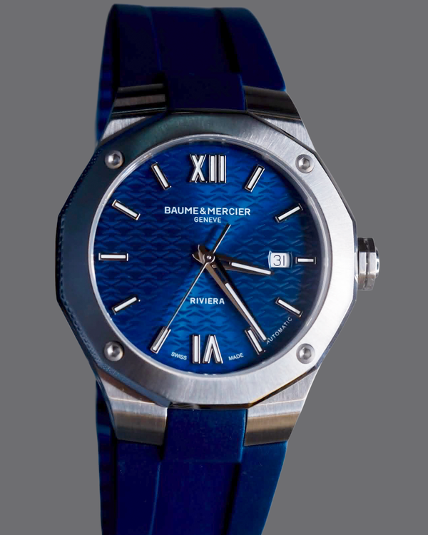 No Reserve - 2026 Baume & Mercier Riviera 42MM Blue Dial Rubber Strap (M0A10619)