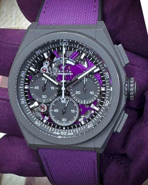 2020 Zenith Defy "21 Ultraviolet" 44MM Skeleton Dial Textile Strap (97.9001.9004/80.R922)