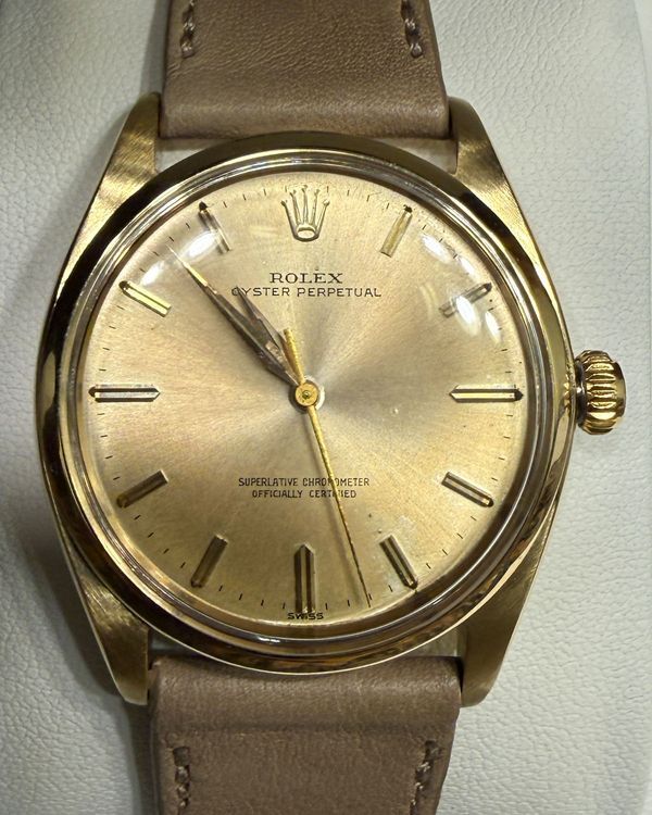 1961 Rolex Oyster Perpetual 34MM Champagne Dial Aftermarket Leather Strap (1002)