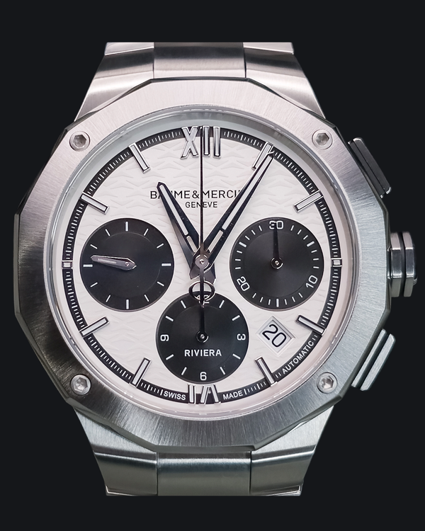 No Reserve - Baume & Mercier Riviera 41MM White Dial Steel Bracelet (M0A10827)