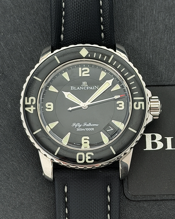 No Reserve - 2022 Blancpain Fifty Fathoms 45MM Black Dial Textile Strap (5015-1130-52B)